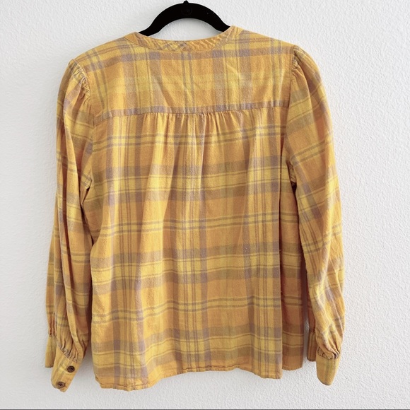 Madewell | Yellow Flannel Leysfield Popover Shirt - Picture 10 of 12